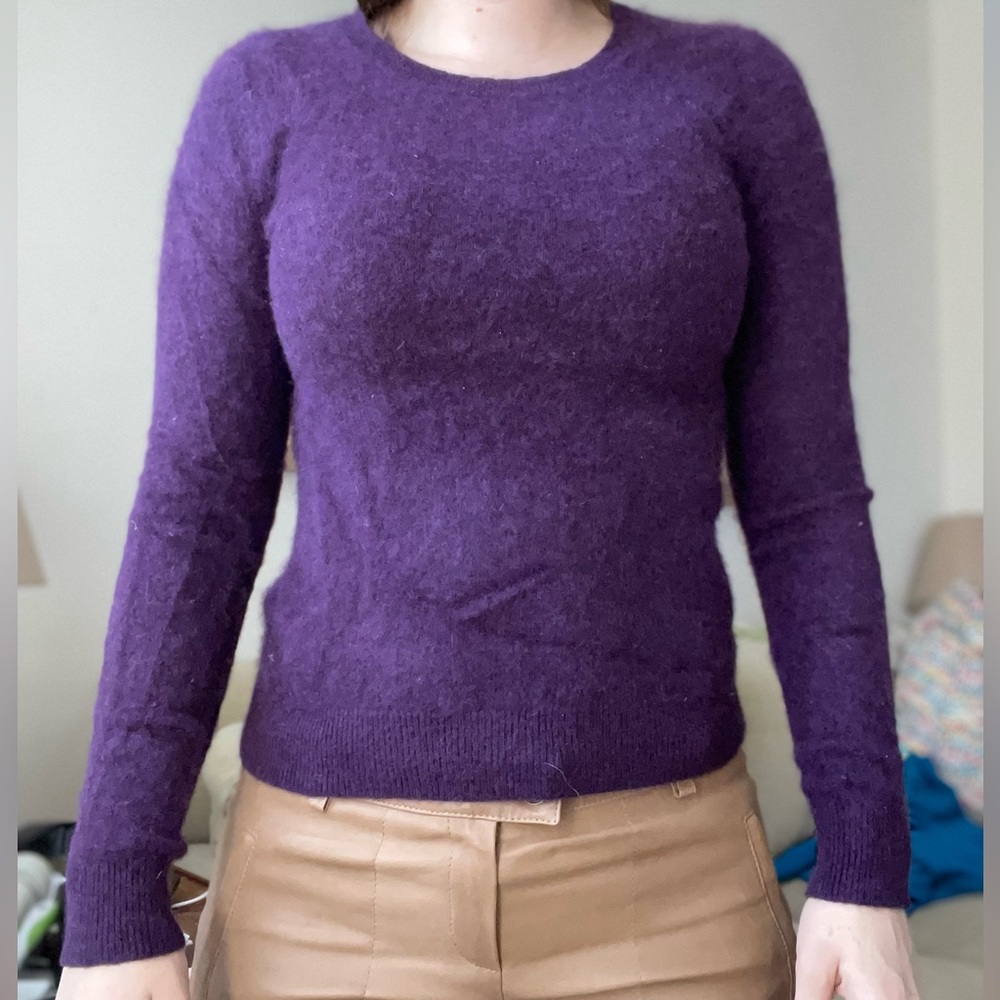 Lord and Taylor 100% cashmere eggplant colour sweater